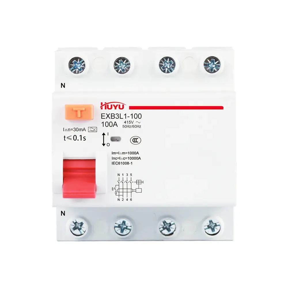 EXB3L1-100-Residual-Current-Circuit-Breaker-4P-100A-RCCB